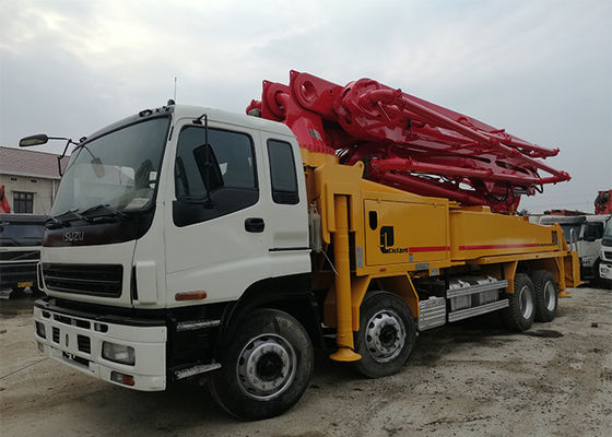 46m 287kw Putzmeister प्रयुक्त सीमेंट ट्रक हेवी ड्यूटी लाल और नारंगी