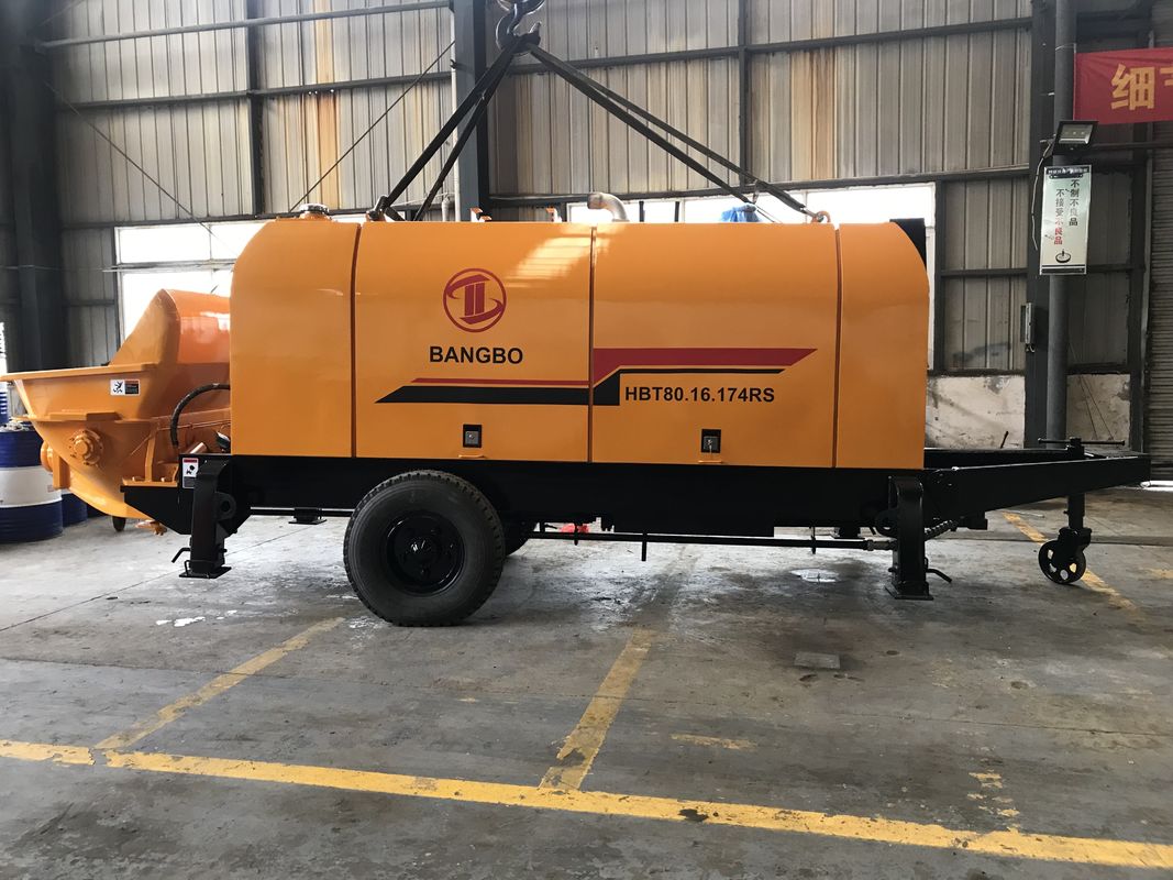 BANGBO 16MPa 80m3 / h नया कंक्रीट पंप, डीजल इंजन के साथ मिनी सीमेंट पंप
