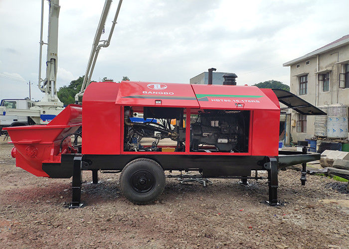 BANGBO 80m3 / H मिनी कंक्रीट पम्प मशीन, कंक्रीट पम्प मिक्सर लाल