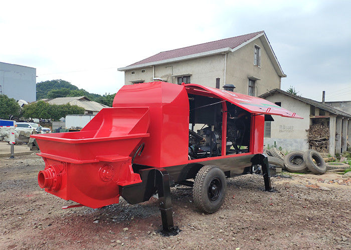 BANGBO 80m3 / H मिनी कंक्रीट पम्प मशीन, कंक्रीट पम्प मिक्सर लाल