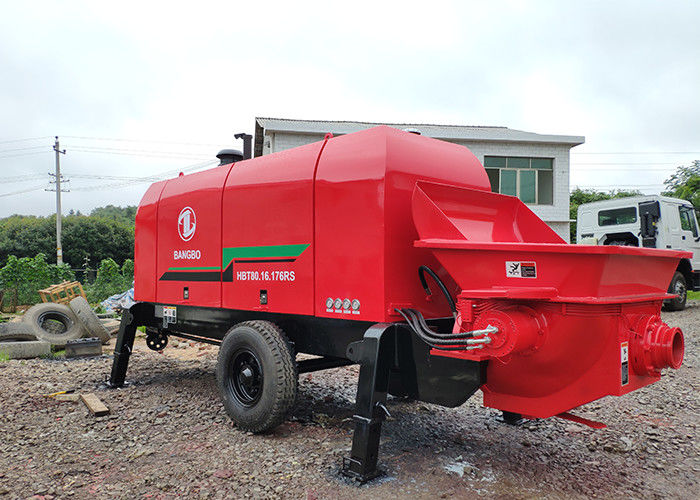 BANGBO 80m3 / H मिनी कंक्रीट पम्प मशीन, कंक्रीट पम्प मिक्सर लाल