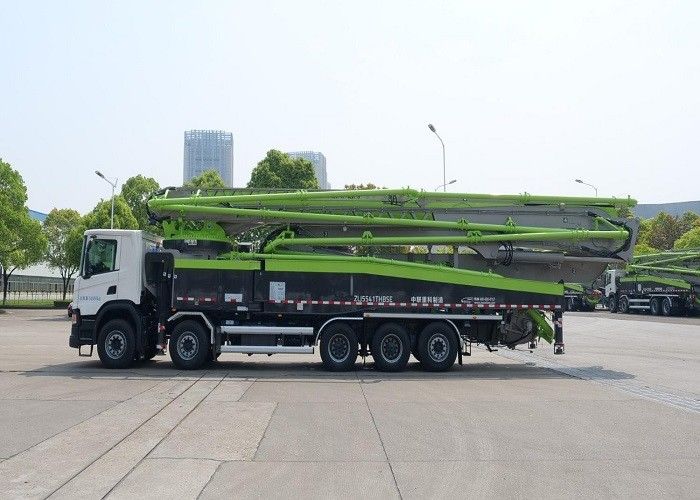 180CBM / H 66m 331KW बूम पंप ट्रक स्कैनिया P450 चेसिस हाई प्रेशर पंपिंग