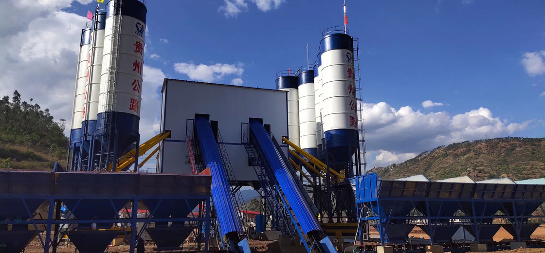 BANGBO 120m3 / H कंक्रीट बैचिंग प्लांट सिकोमा मिक्सर के साथ गीला मिश्रण