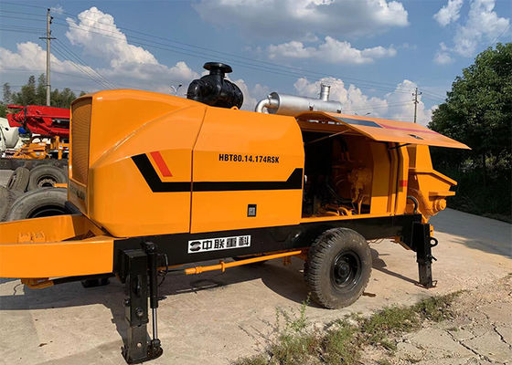 80cbm प्रयुक्त कंक्रीट ट्रेलर पंप Zoomlion ने पोर्टेबल सीमेंट पंप का नवीनीकरण किया